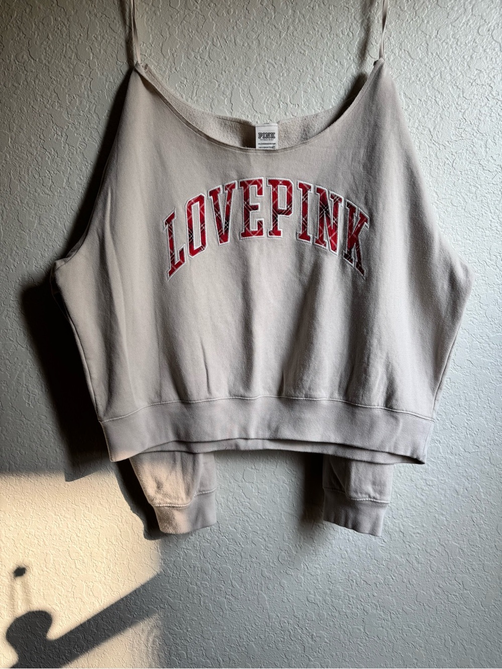 PINK Victoria's Secret Cream Logo Tag Sweatshirt
